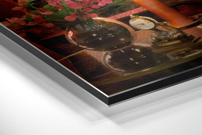 Vintage Poker Table Lounge Scene Brushed Aluminium Dibond Wall Art