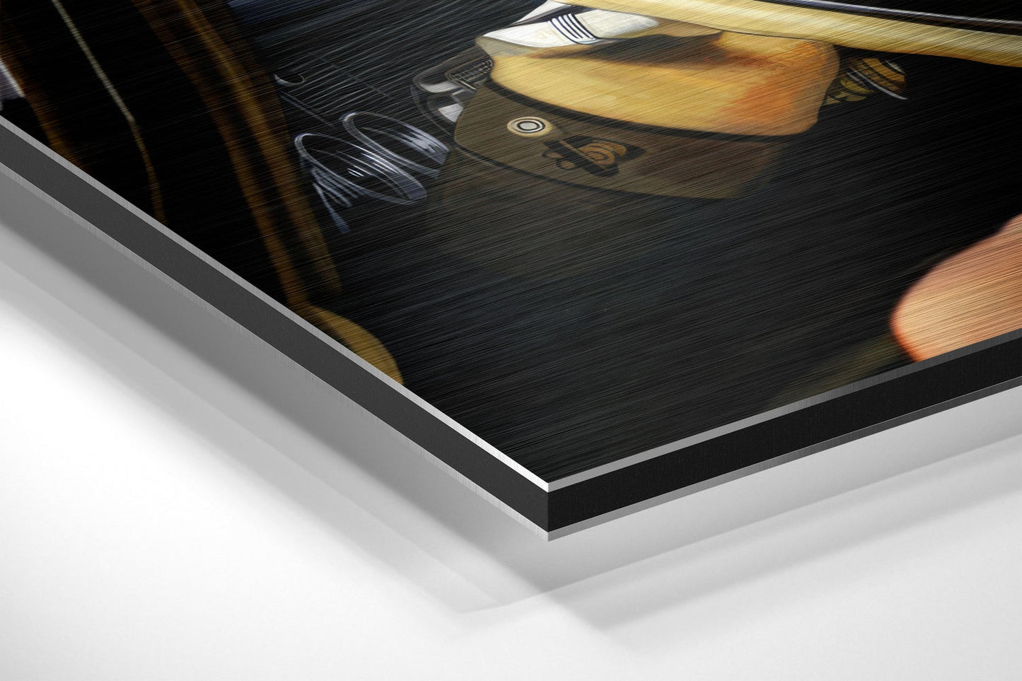 Blonde Starlet Driving Vintage Car Brushed Aluminum Dibond Wall Art
