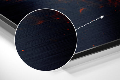 Abstract 3D composition featuring white-outlined circle on dark brushed metal with directional arrow and geometric planes.