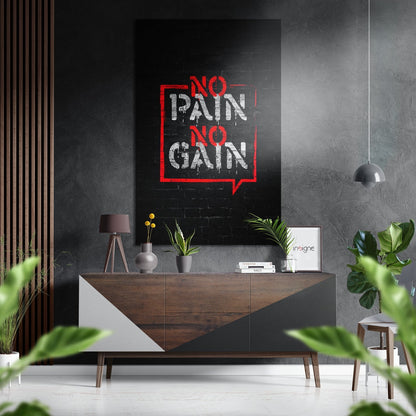 Red Outline Stencil Brick Wall Quote Brushed Aluminium Dibond Wall Art