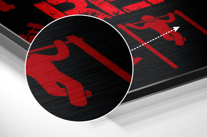 Red Gym Icons Fitness Slogan Brushed Aluminium Dibond Wall Art