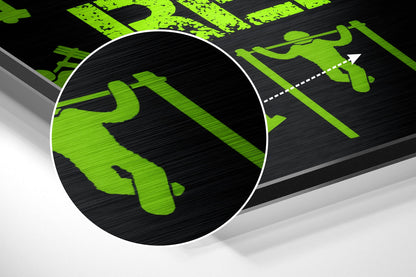 Neon Green Gym Icons Motivation Brushed Aluminium Dibond Wall Art