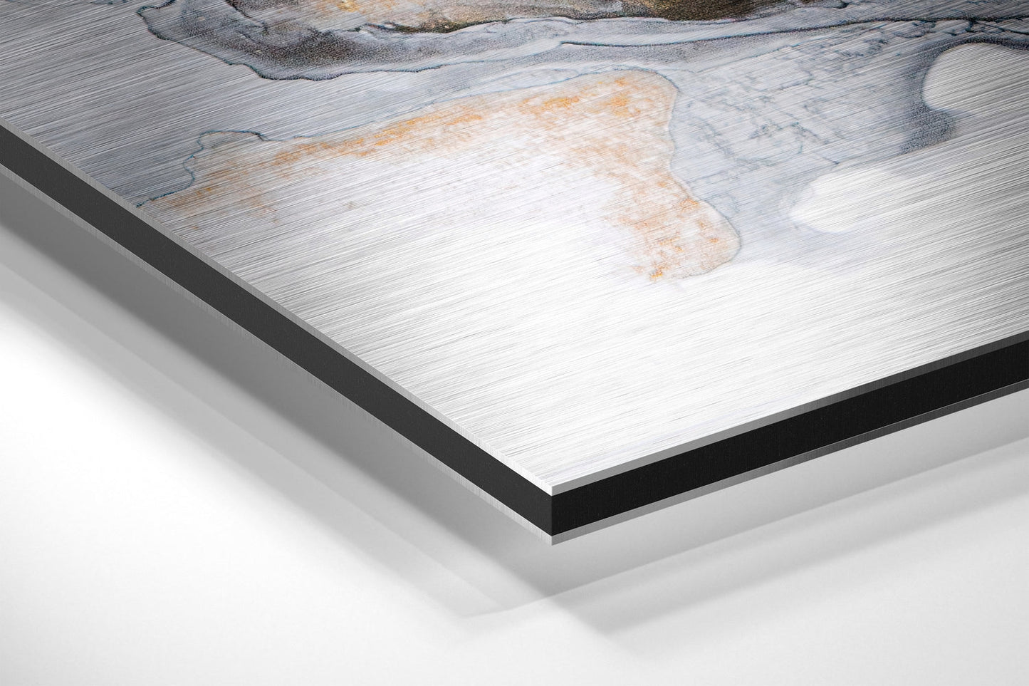 Gold Vein Gray Ink Marble Brushed Aluminium Dibond Wall Art