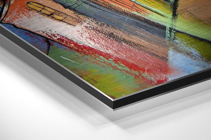 Whimsical Leaning Houses Hillside Brushed Aluminium Dibond Wall Art