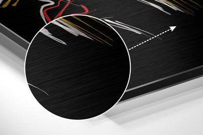 Gold and Red Line Art Faces Brushed Aluminium Dibond Wall Art