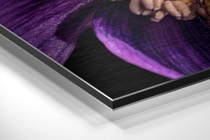 Purple Petals Yellow Center Flower Brushed Aluminium Dibond Wall Art