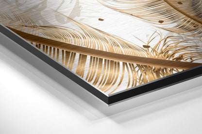 Emerald Blades and Ivory Feathers Brushed Aluminium Dibond Wall Art