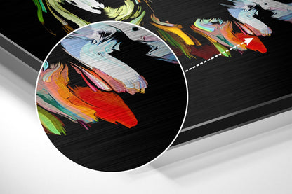 Neon Paint Strokes Woman Face Brushed Aluminium Dibond Wall Art