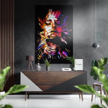 Fiery Orange Paint Face Profile Brushed Aluminium Dibond Wall Art
