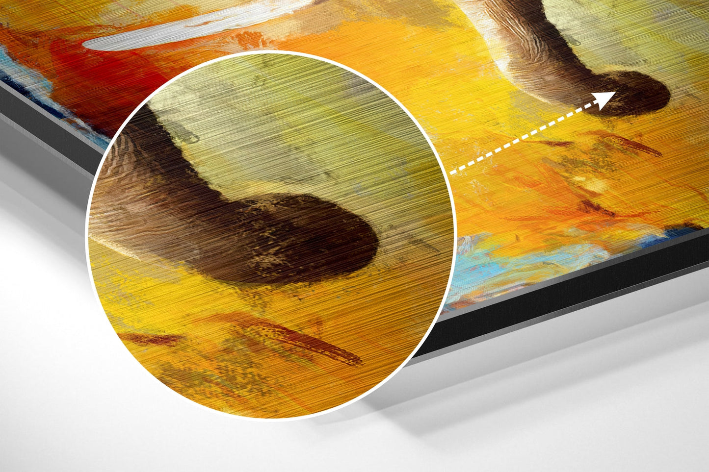 Walking Elephant Fiery Orange Brushed Aluminium Dibond Wall Art
