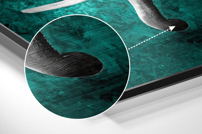 Gray Elephant Teal Backdrop Brushed Aluminium Dibond Wall Art