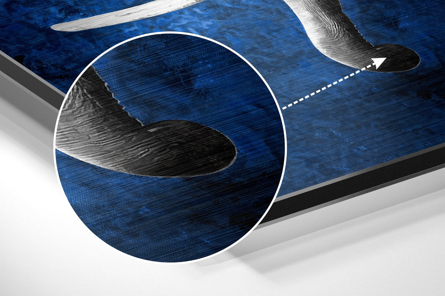 Gray Elephant Blue Backdrop Brushed Aluminium Dibond Wall Art