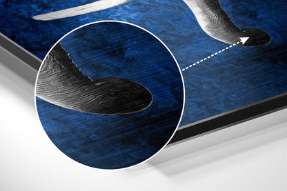Gray Elephant Blue Backdrop Brushed Aluminium Dibond Wall Art