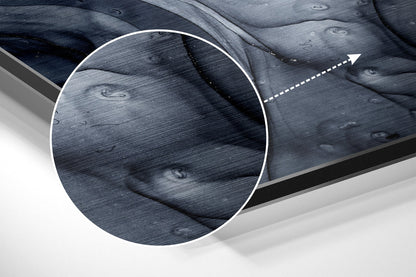 Charcoal Navy Droplet Marble Brushed Aluminium Dibond Wall Art