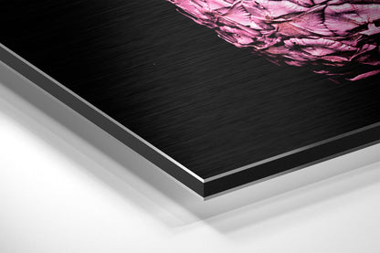 Hot Pink Pineapple on Black Brushed Aluminium Dibond Wall Art