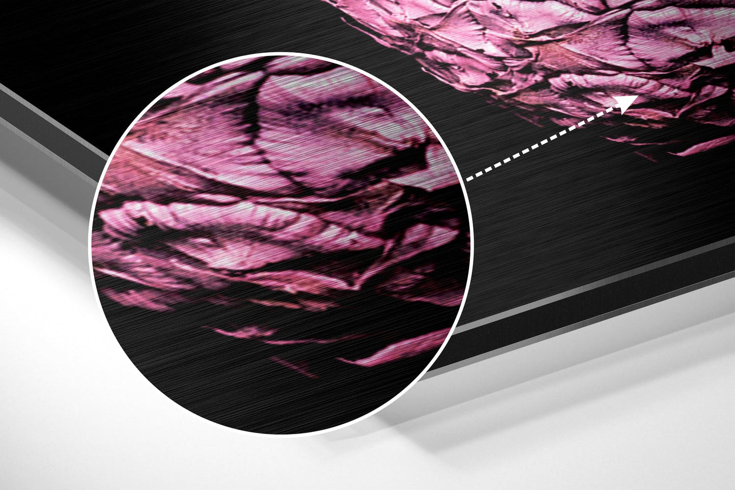 Hot Pink Pineapple on Black Brushed Aluminium Dibond Wall Art