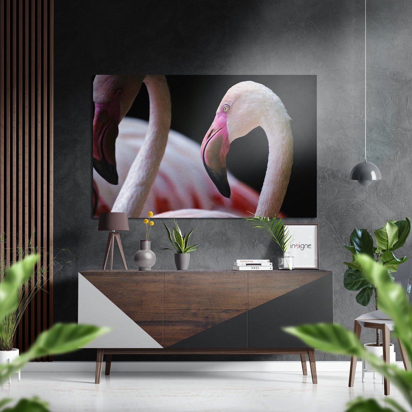 Flamingo Portrait Closeup Brushed Aluminium Dibond Wall Art