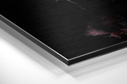 Flamingo Flock On Black Brushed Aluminium Dibond Wall Art