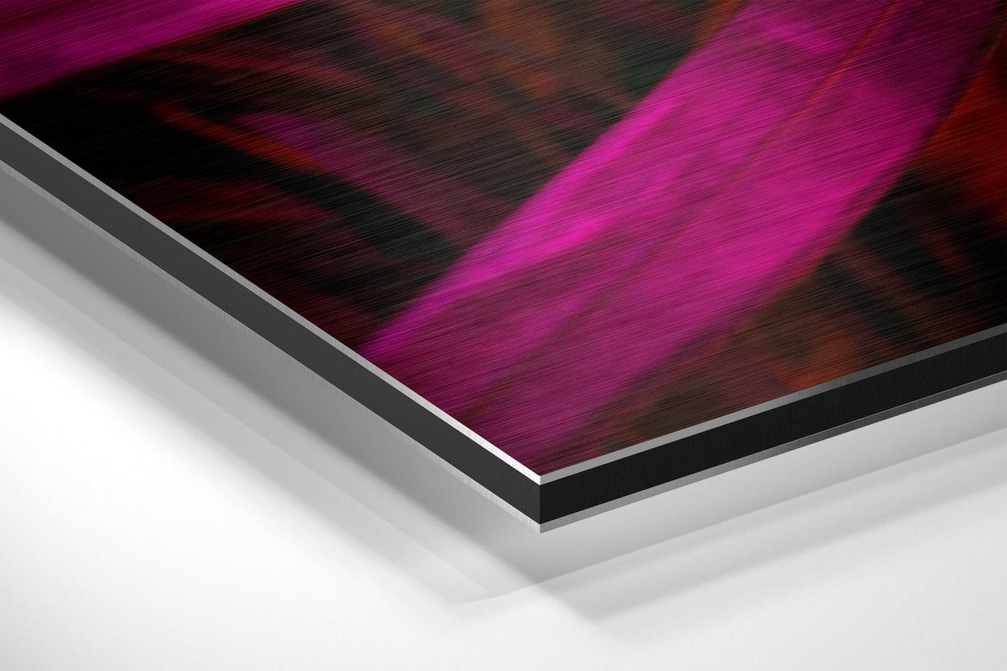 Magenta Pink Palm Frond Leaf Brushed Aluminium Dibond Wall Art