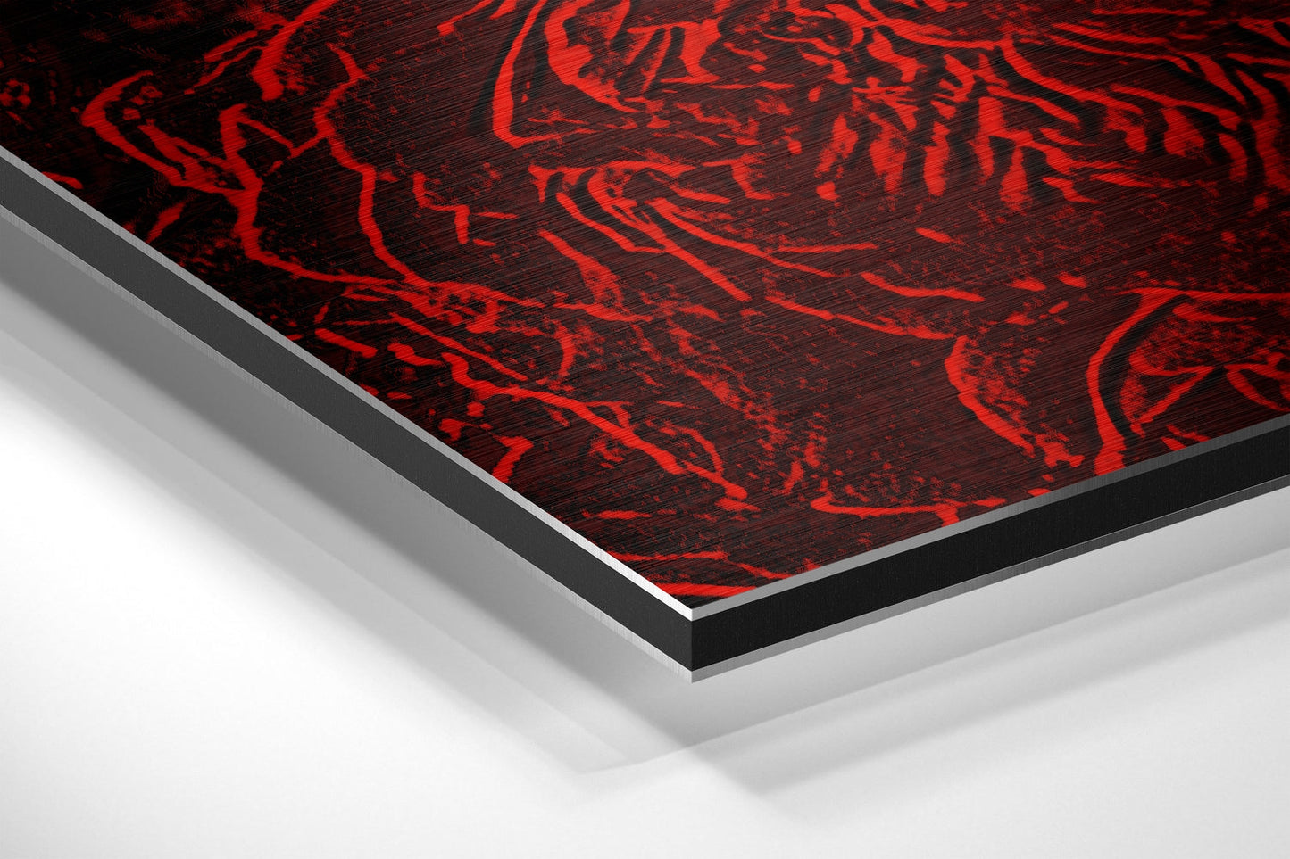 Red Embossed Roses Relief Brushed Aluminium Dibond Wall Art