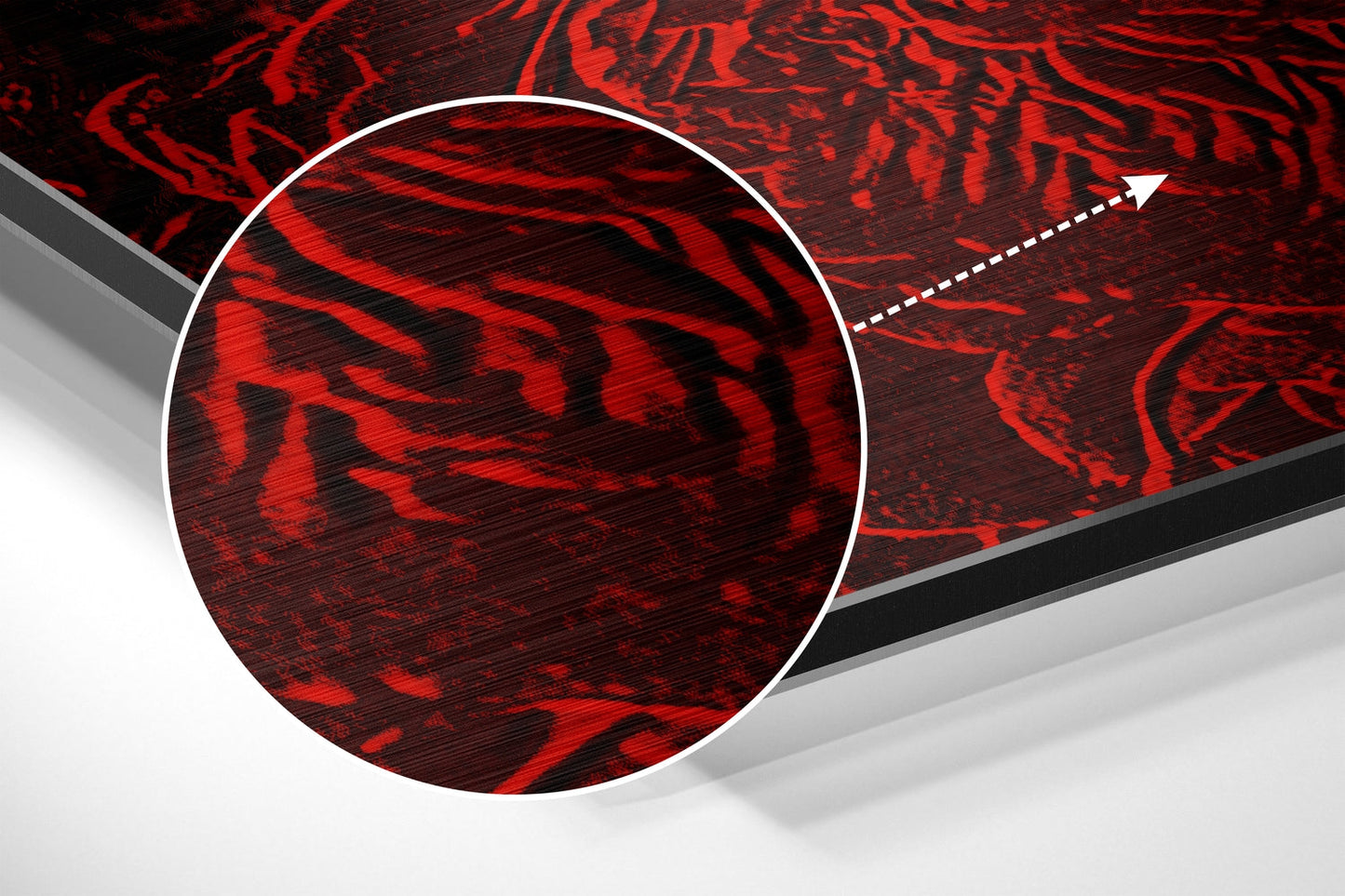 Red Embossed Roses Relief Brushed Aluminium Dibond Wall Art