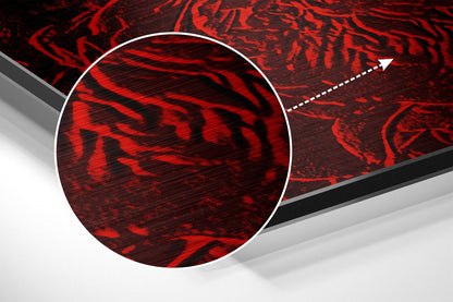 Red Embossed Roses Relief Brushed Aluminium Dibond Wall Art