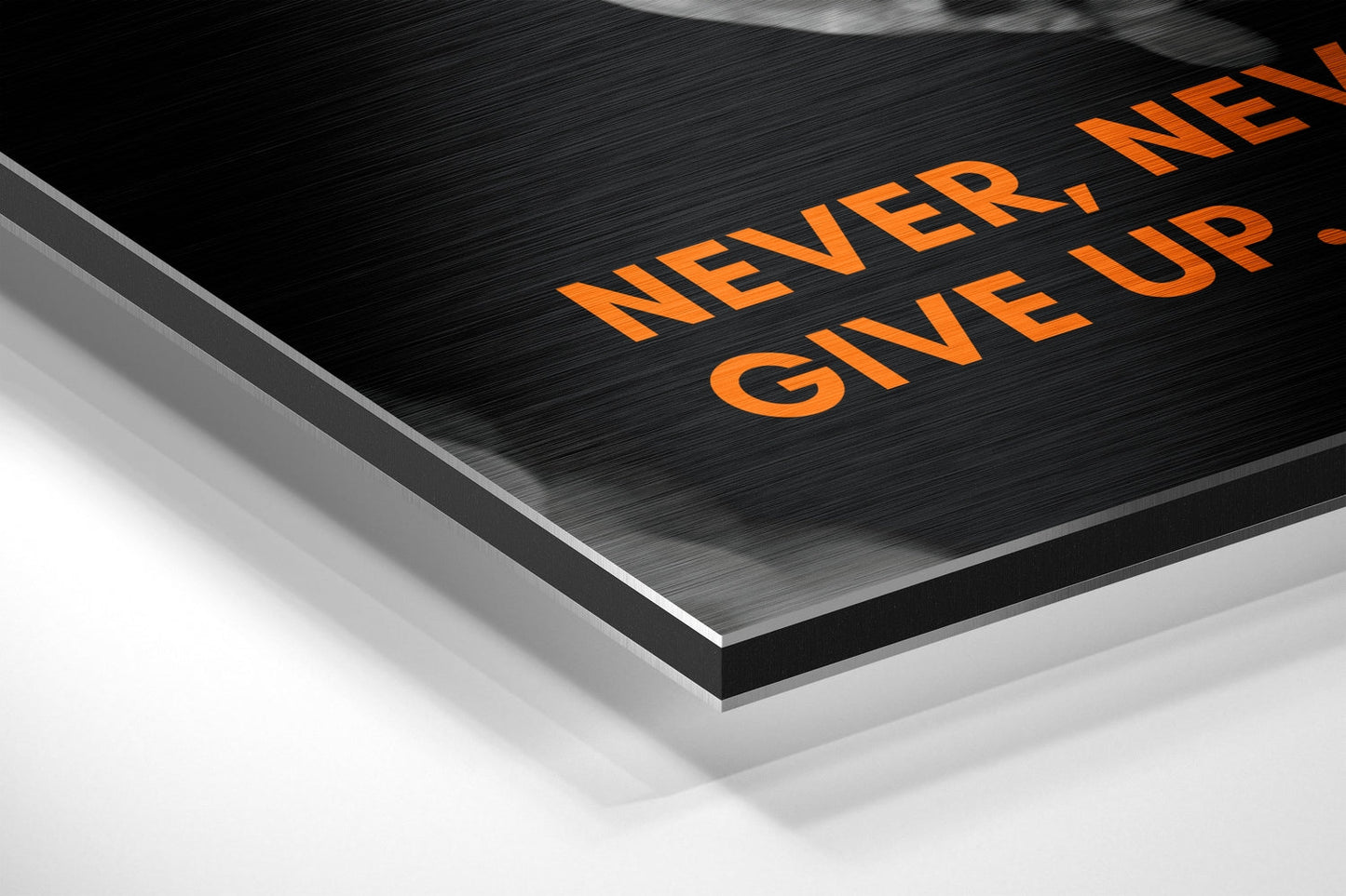 Glowing Bulbs Never Give Up Brushed Aluminum Dibond Wall Art
