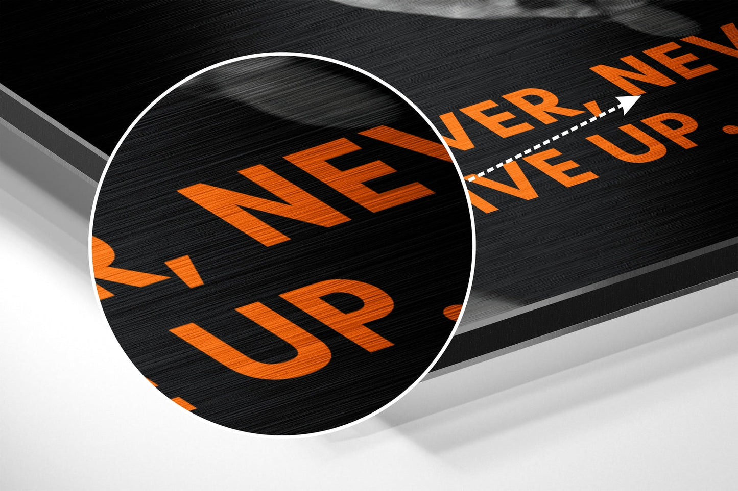 Glowing Bulbs Never Give Up Brushed Aluminum Dibond Wall Art