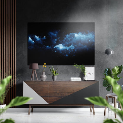 Blue Nebula Clouds in Deep Space Brushed Aluminium Dibond Wall Art