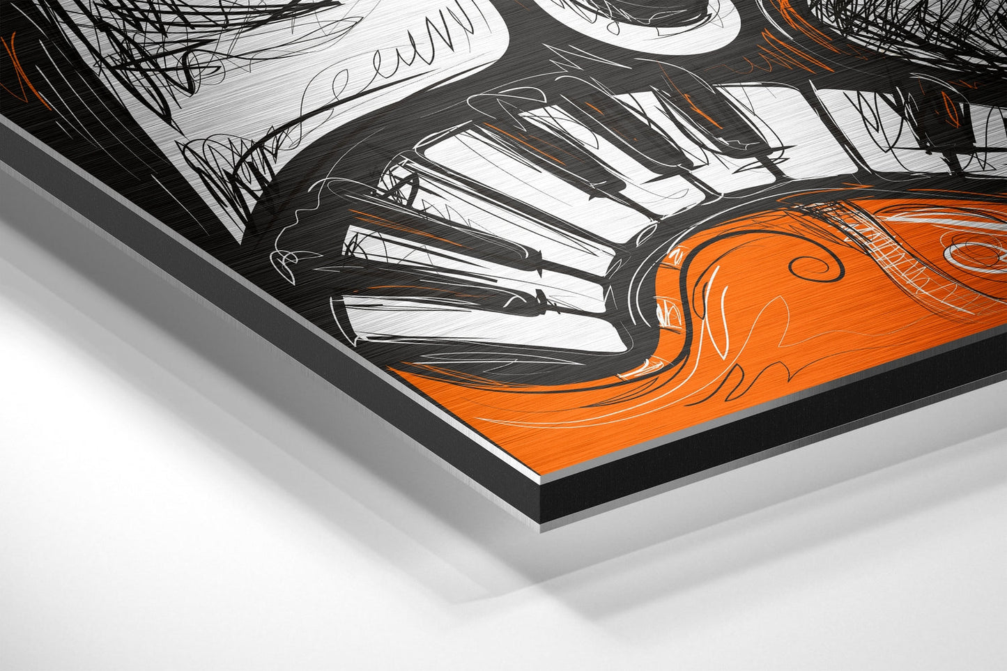 Orange Faces Piano Keys Brushed Aluminium Dibond Wall Art