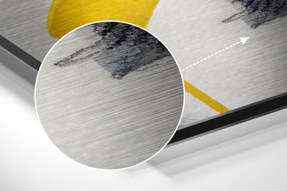 Yellow Tape Cross Over Lips Brushed Aluminium Dibond Wall Art