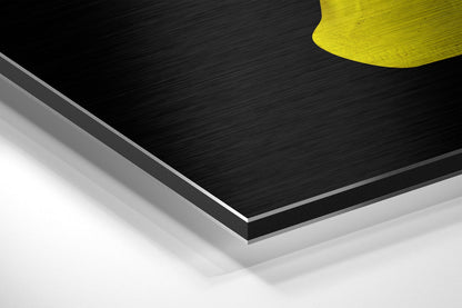 Yellow Fragmented Woman Face Brushed Aluminium Dibond Wall Art