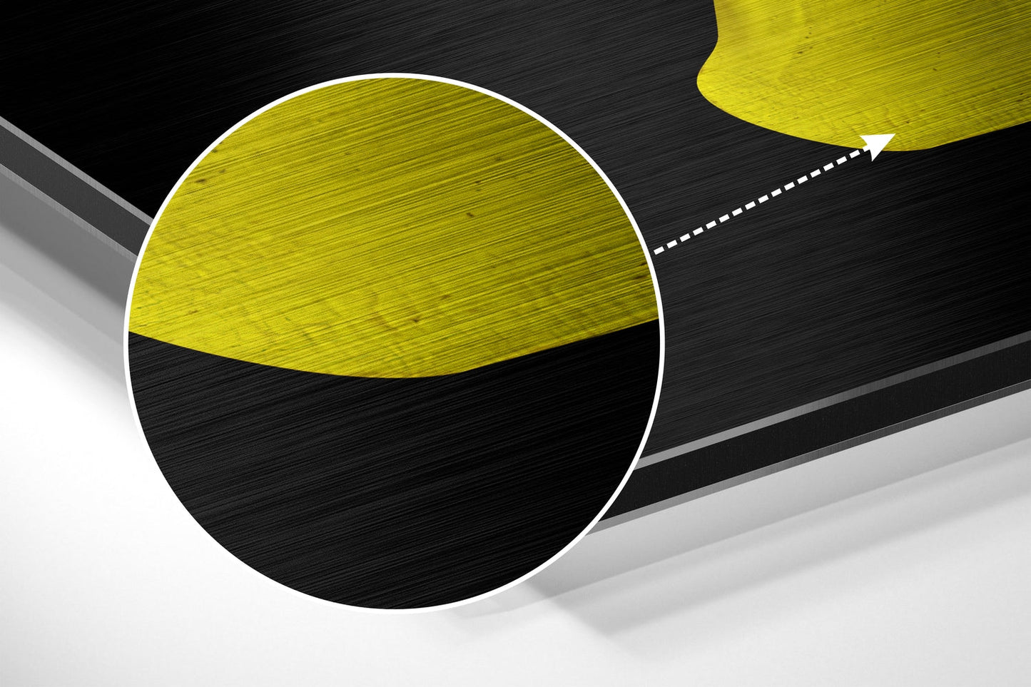 Yellow Fragmented Woman Face Brushed Aluminium Dibond Wall Art