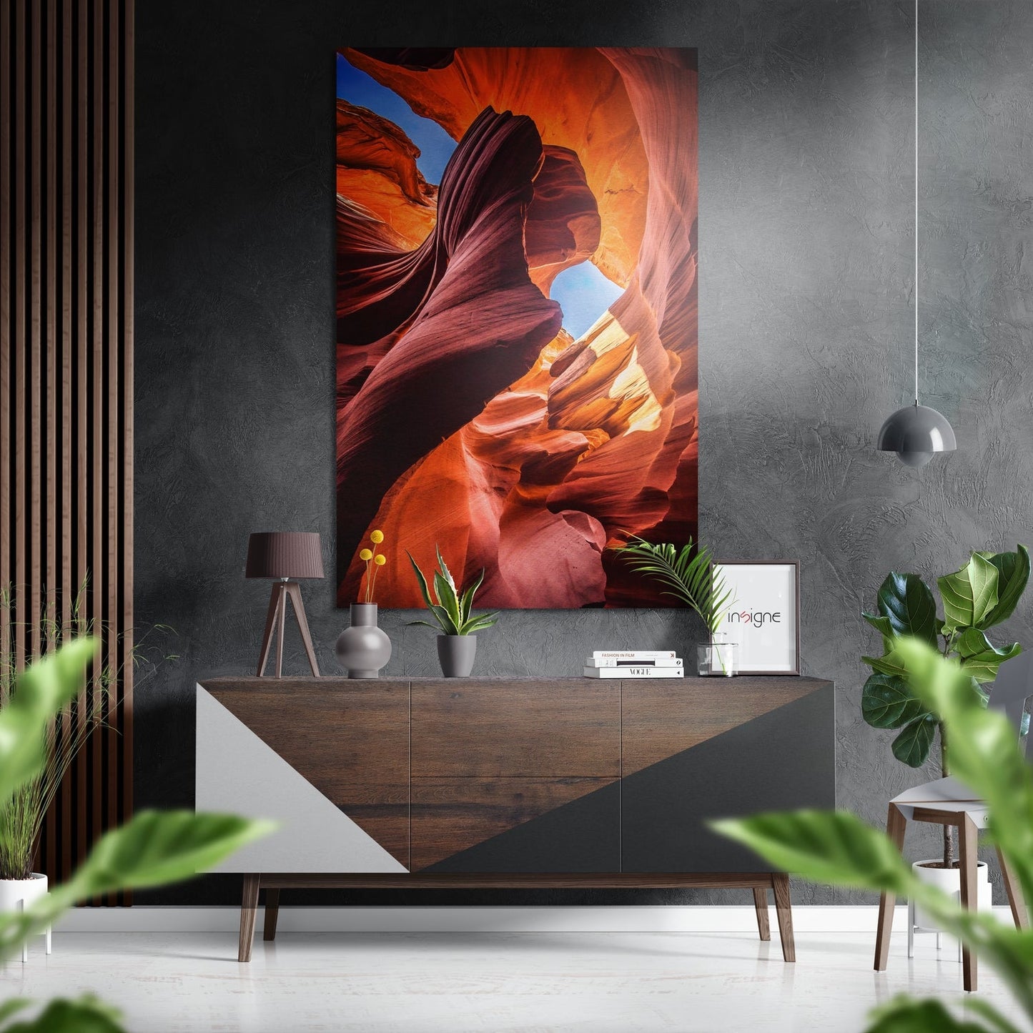 Orange Slot Canyon Sky View Brushed Aluminium Dibond Wall Art