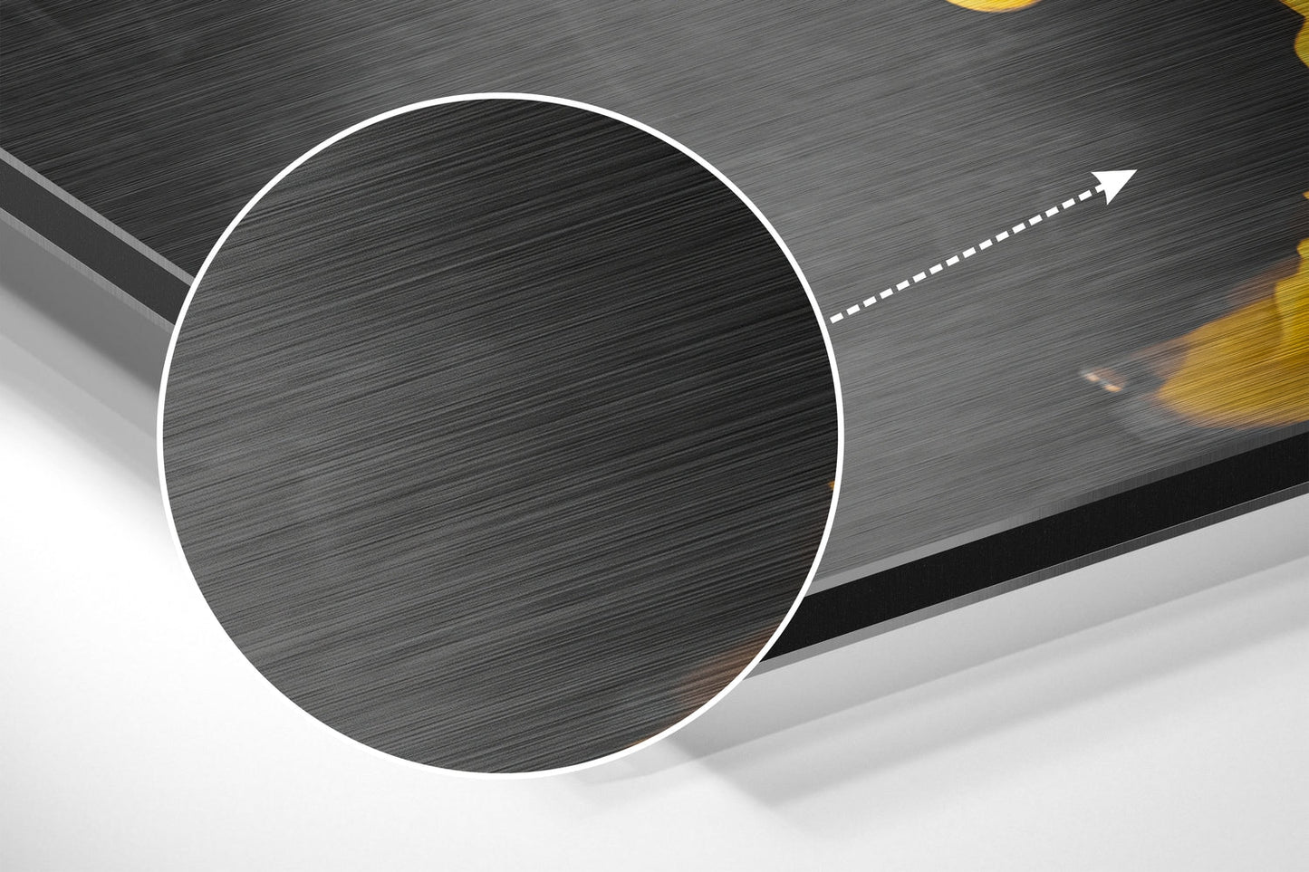 Yellow Ink Cloud Burst Column Brushed Aluminium Dibond Wall Art