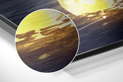 Glowing Moons Floating Sea Boat Brushed Aluminium Dibond Wall Art