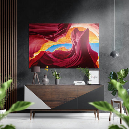 Crimson Canyon Sandstone Waves Brushed Aluminium Dibond Wall Art