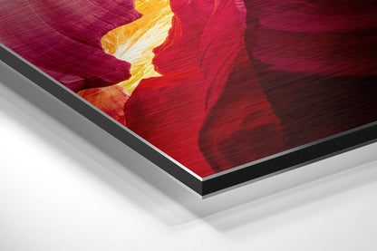 Crimson Canyon Sandstone Waves Brushed Aluminium Dibond Wall Art