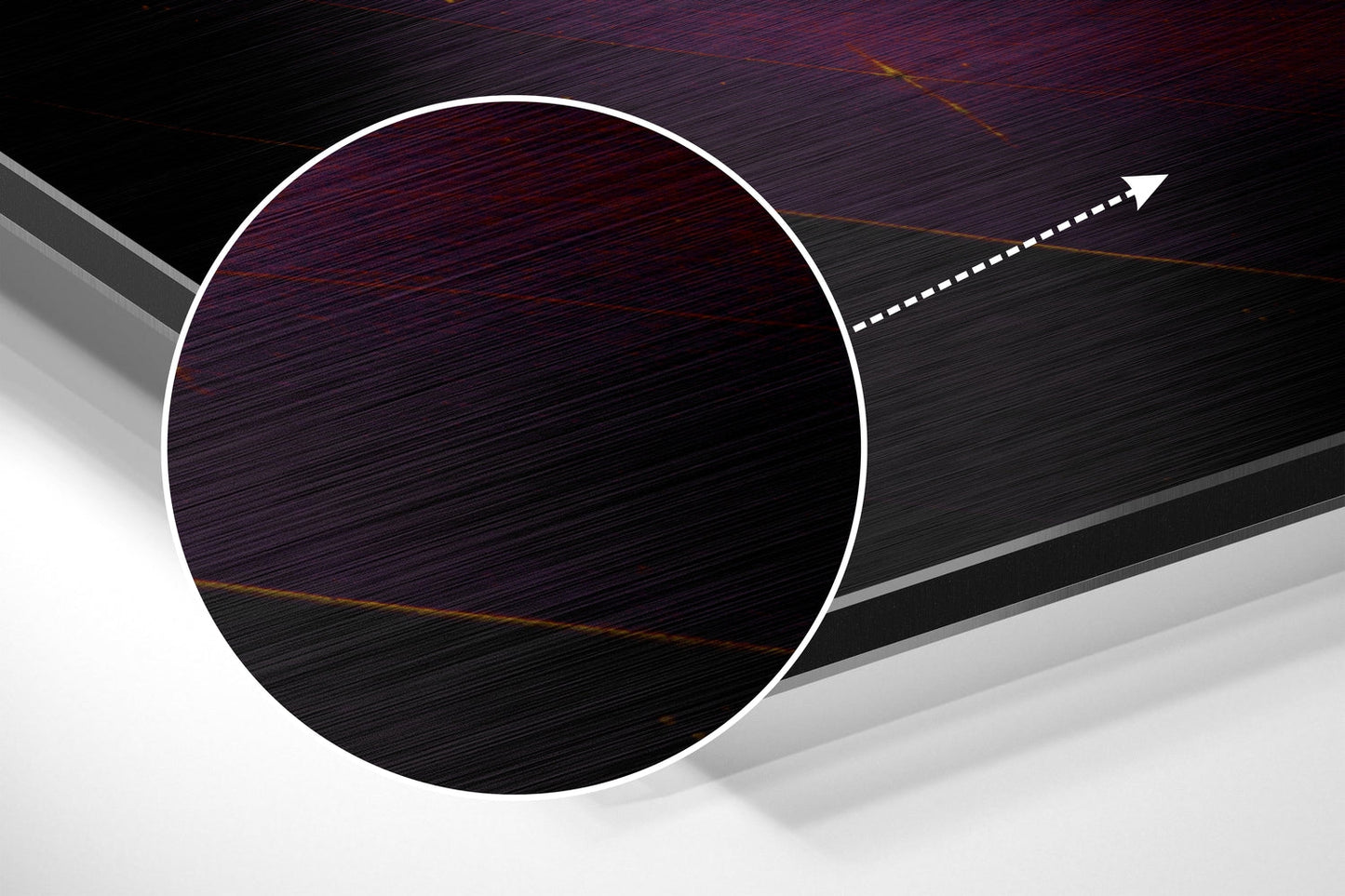 Glowing Red Veined Leaf Brushed Aluminium Dibond Wall Art