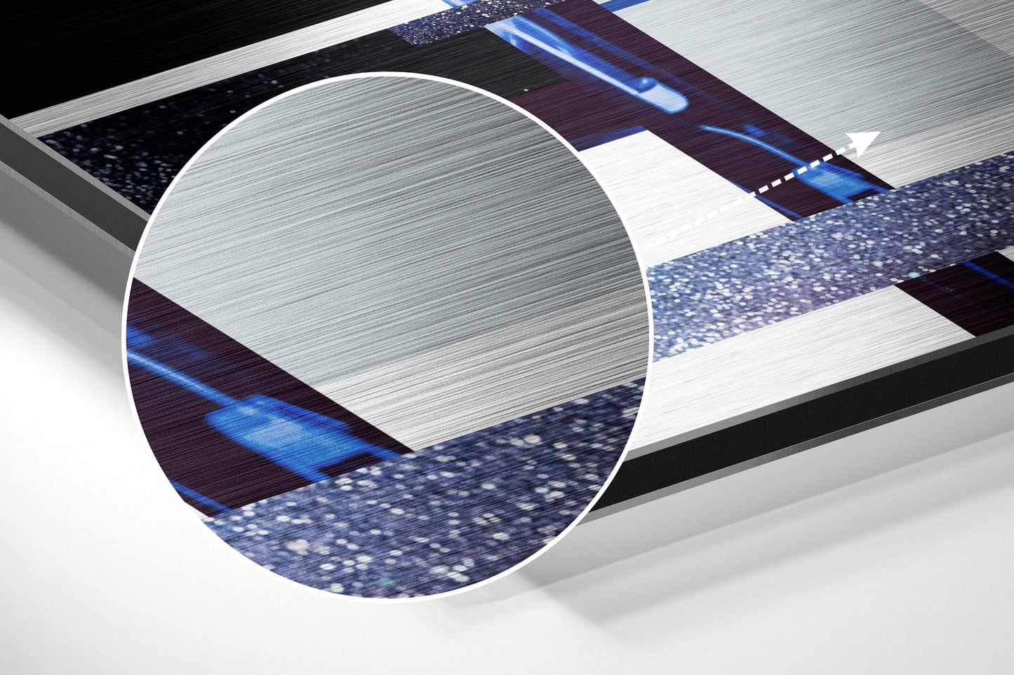 Cobalt Glitch Blocks Woman Brushed Aluminium Dibond Wall Art