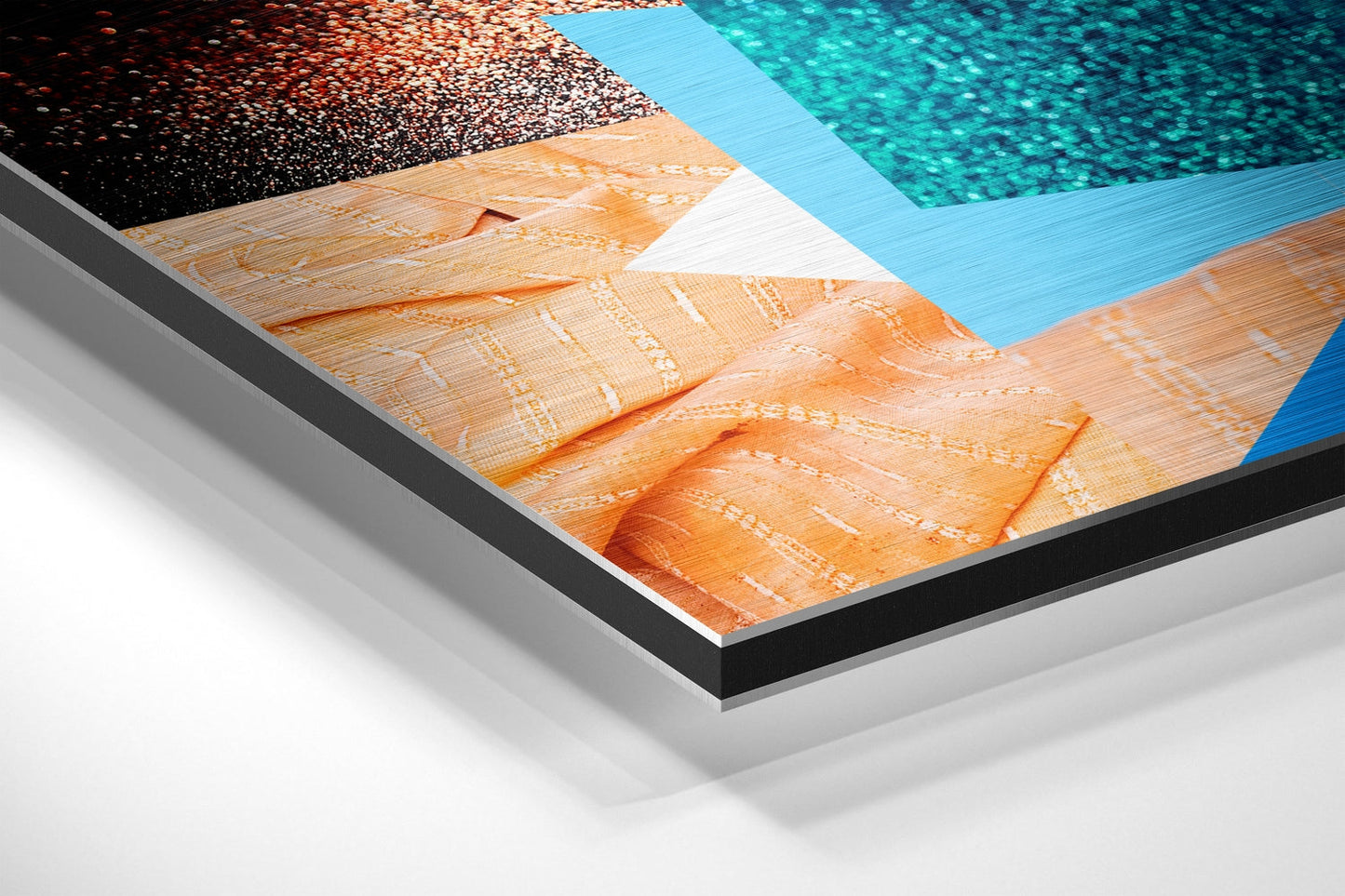 Turquoise Shattered Glass Woman Brushed Aluminium Dibond Wall Art