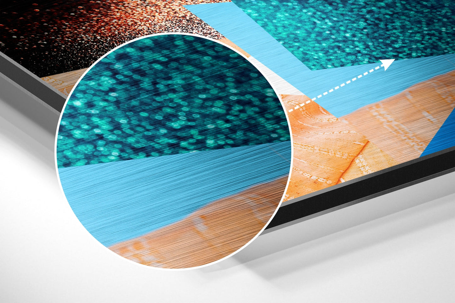 Turquoise Shattered Glass Woman Brushed Aluminium Dibond Wall Art