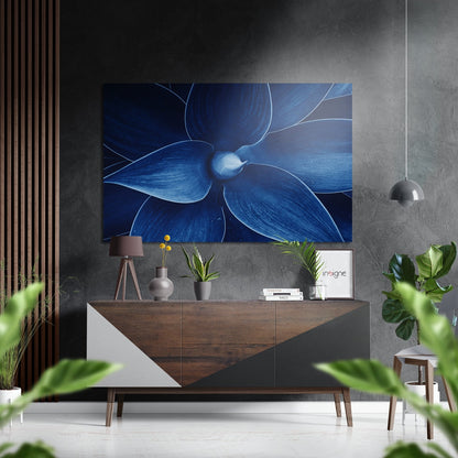 Deep Blue Petals Macro Brushed Aluminium Dibond Wall Art