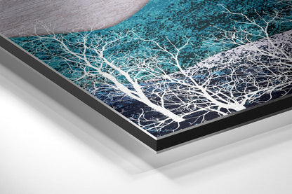 Gold Mountains Full Moon Birches Brushed Aluminium Dibond Wall Art