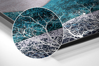 Gold Mountains Full Moon Birches Brushed Aluminium Dibond Wall Art