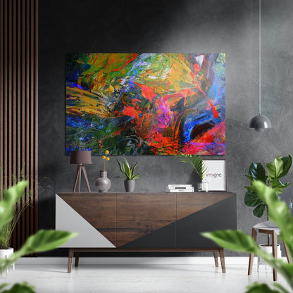 Impasto Rainbow Paint Strokes Brushed Aluminium Dibond Wall Art