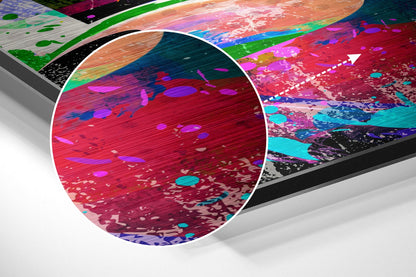 Neon Graffiti Swirl Splatter Brushed Aluminium Dibond Wall Art