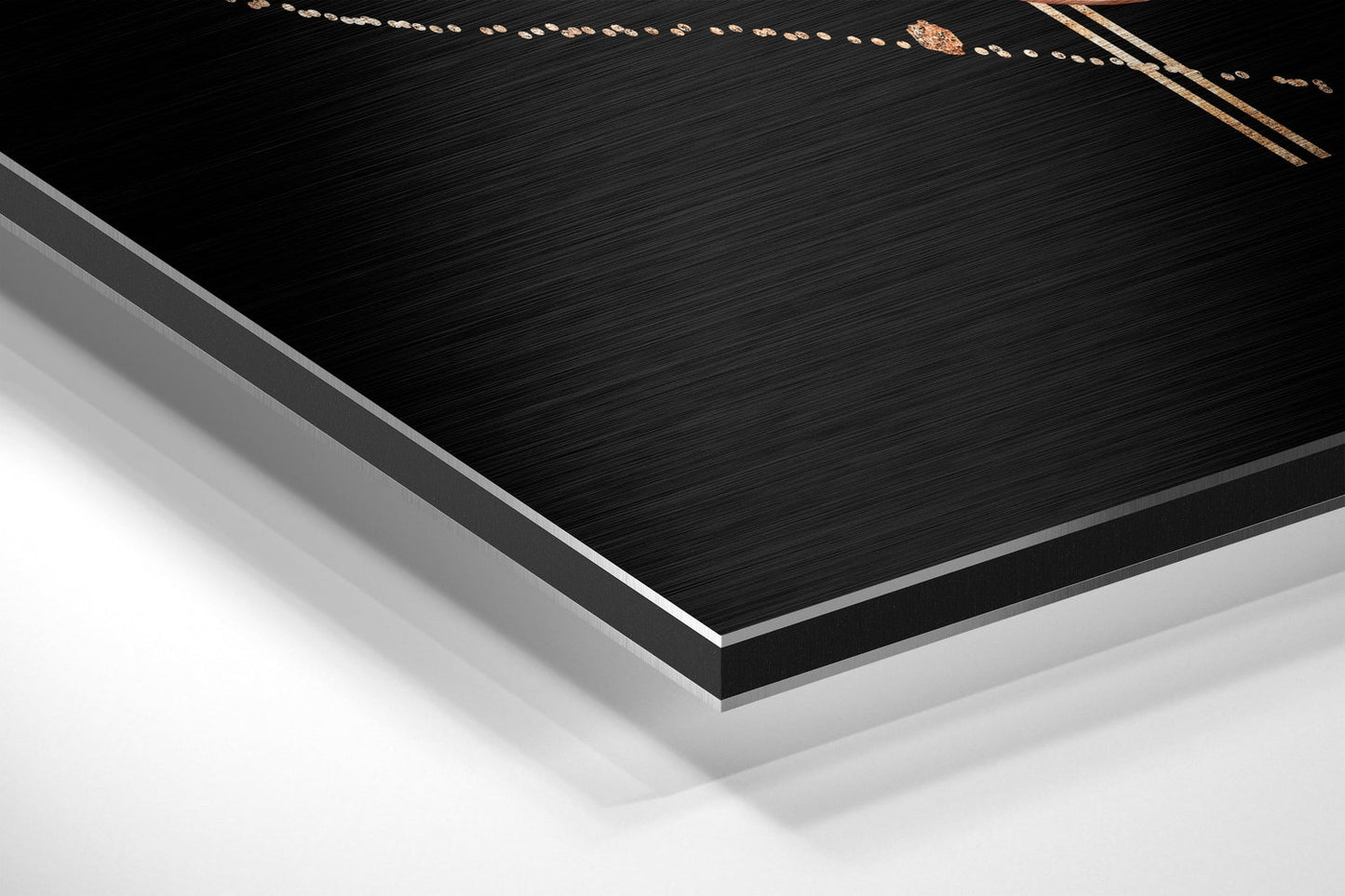 Copper Ovals Gold Dots On Black Brushed Aluminium Dibond Wall Art