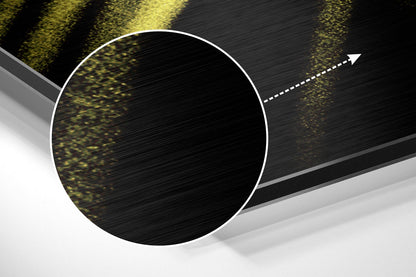 Yellow Brushstroke on Black Brushed Aluminium Dibond Wall Art