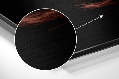 Crimson Red Feather on Black Brushed Aluminium Dibond Wall Art
